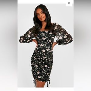 BOOHOO Maternity Ruched Tie Dress
